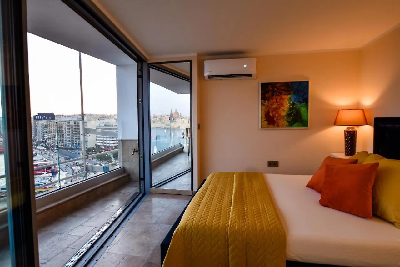 Unique Seafront Triplex Penthouse With Panoramic Bedroom & Rooftop Jacuzzi Overlooking Valletta Sliema Malta